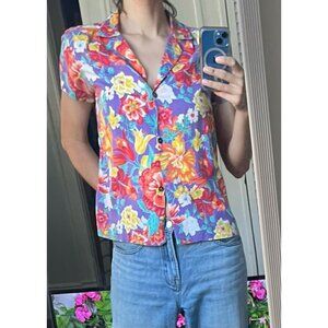 Vintage Tropical Floral Hawaiian Button down